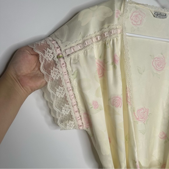 Vintage 70s satin floral print and lace nightgown, Gilead, Women’s Size Large - Picture 4 of 8